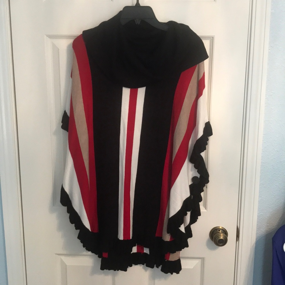 NWT Joseph A Red black white poncho